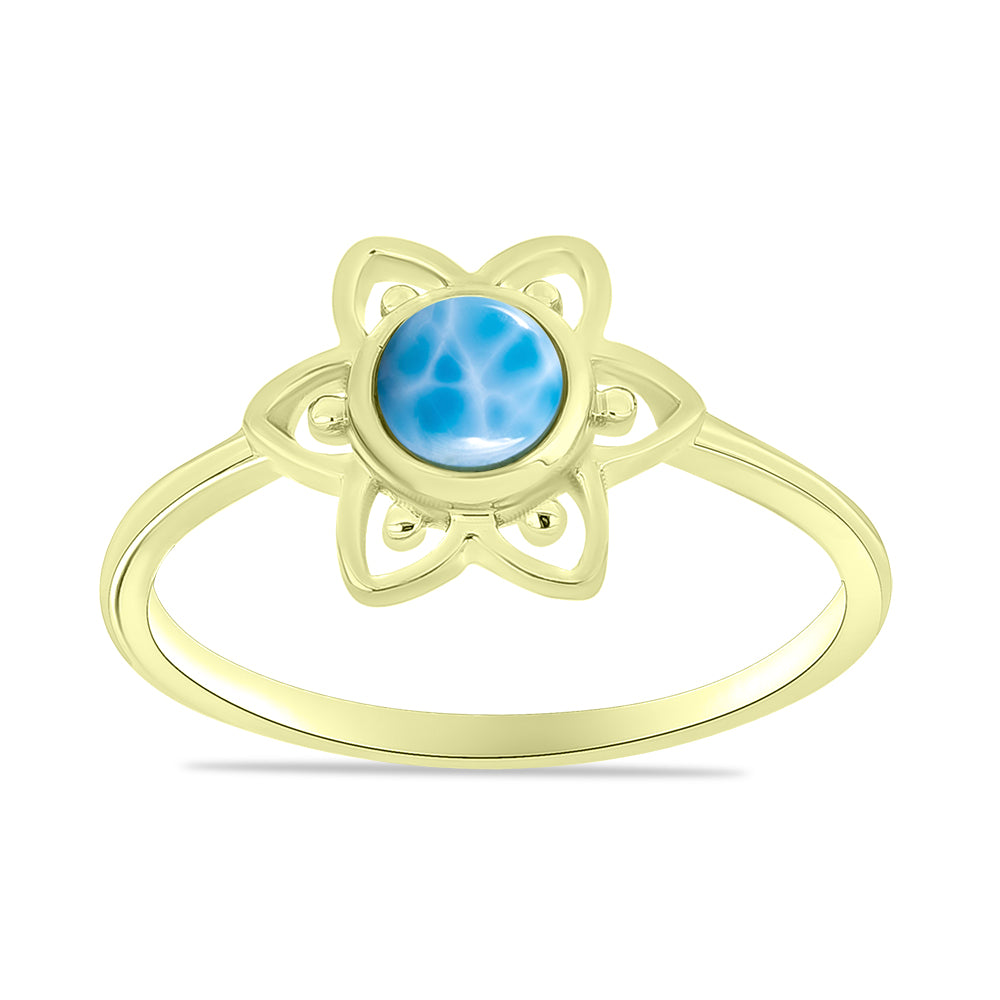 Goldplattierter Silberring mit Larimar