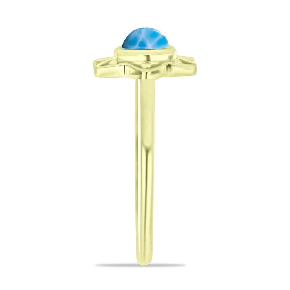 Goldplattierter Silberring mit Larimar