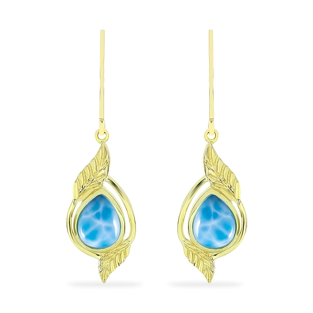 Goldplattierte Silberohrringe mit Larimar 1 