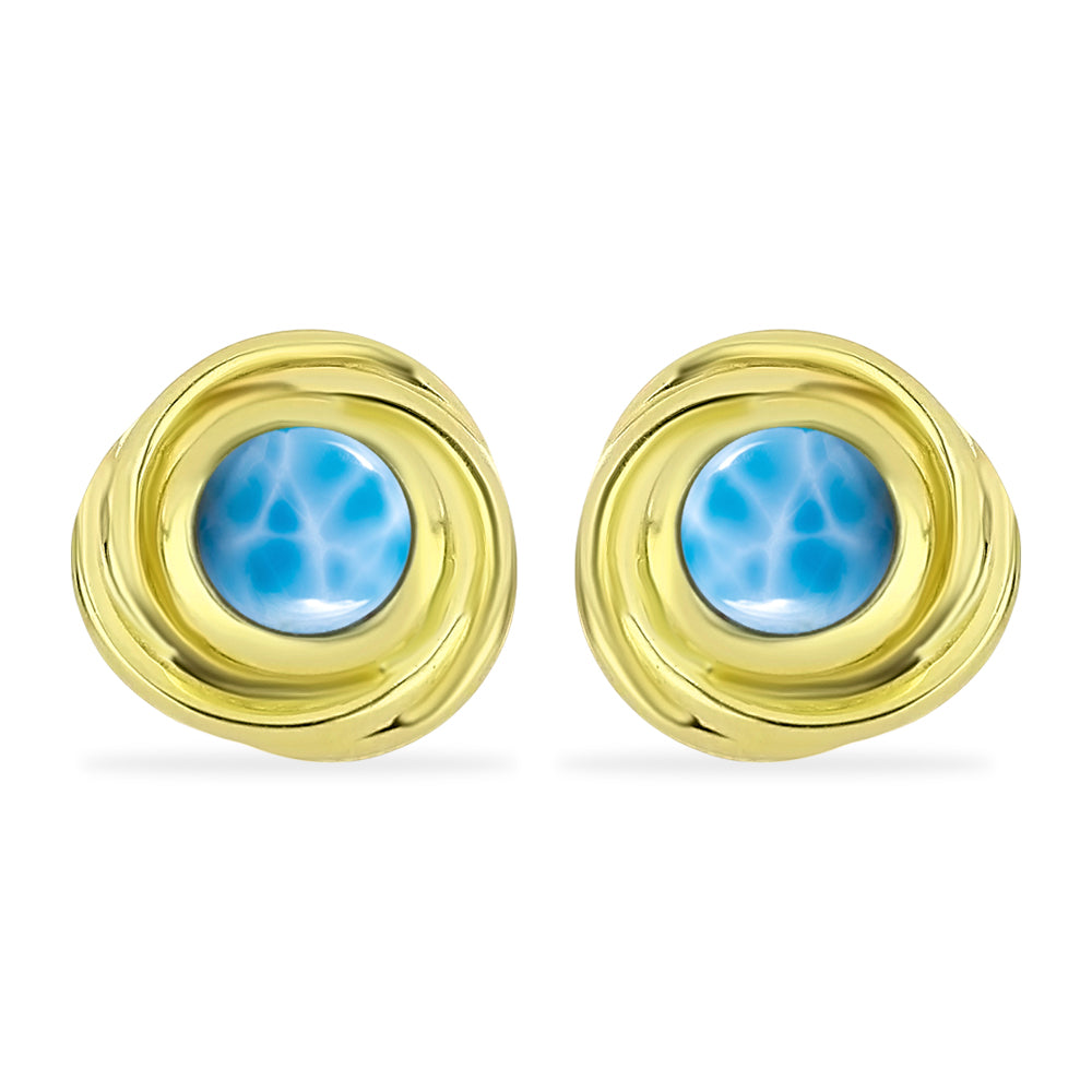 Goldplattierte Silberohrringe mit Larimar 1 