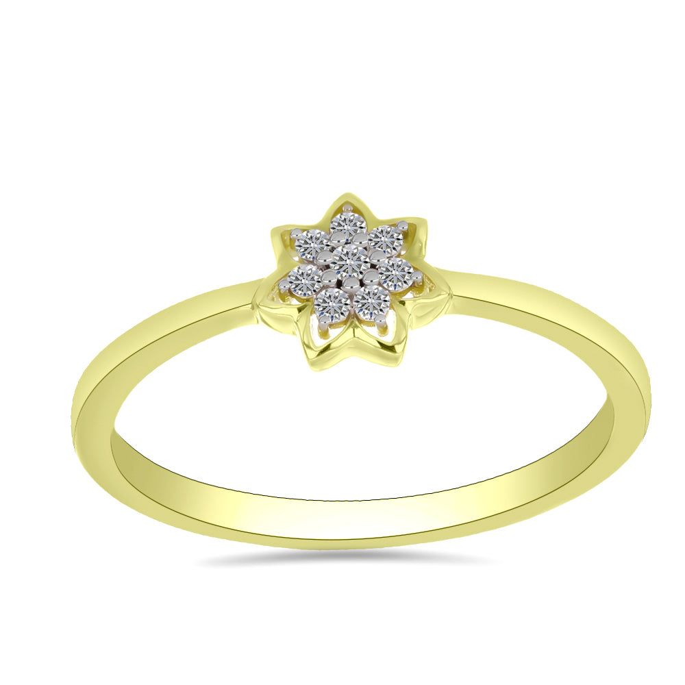Goldplattierter Silberring mit weißem Diamant