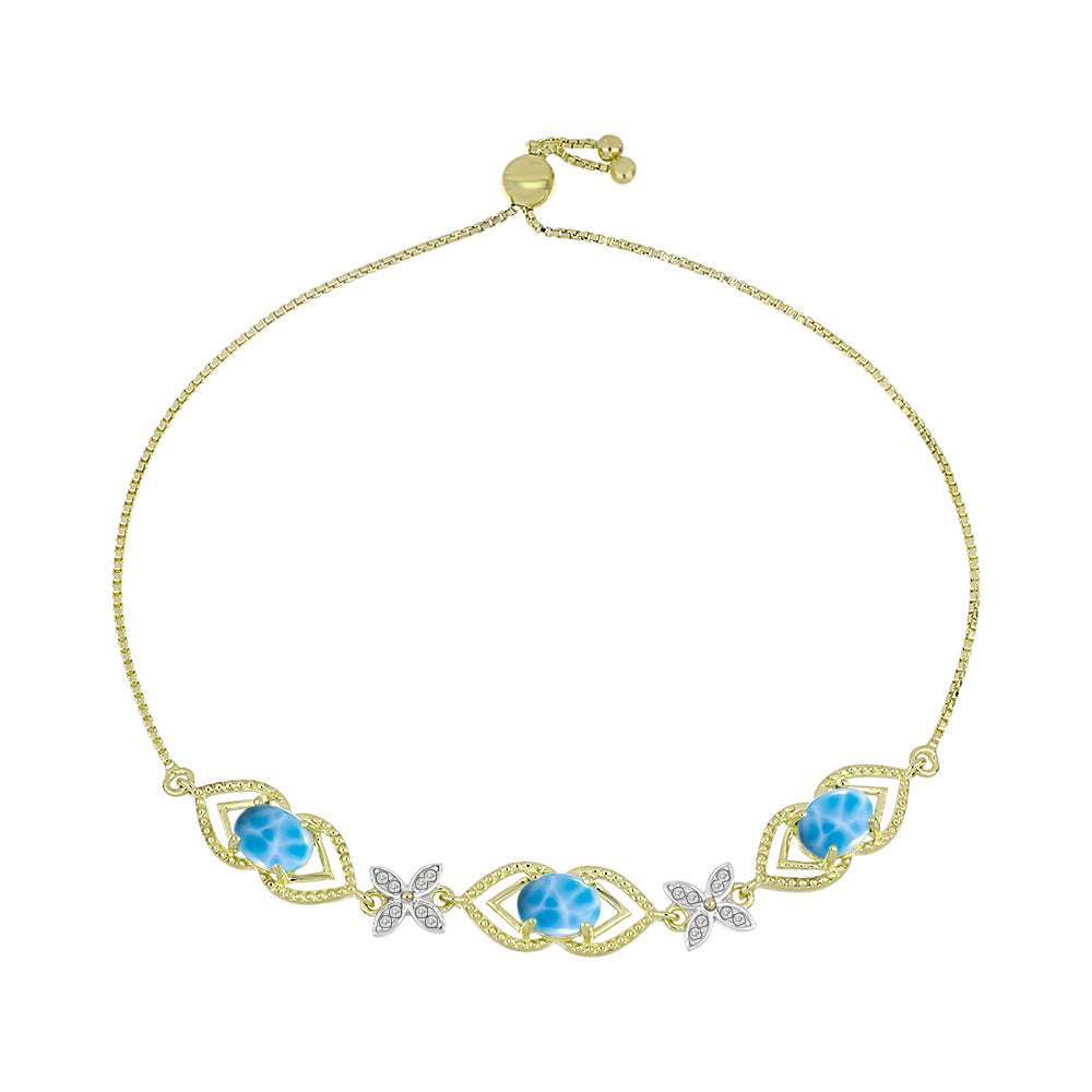 Goldplattiertes Silberarmband mit Larimar und weißem Topas