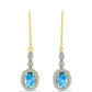 Goldplattierte Silberohrringe mit Larimar und weißem Topas