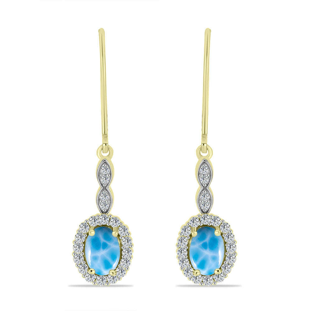 Goldplattierte Silberohrringe mit Larimar und weißem Topas