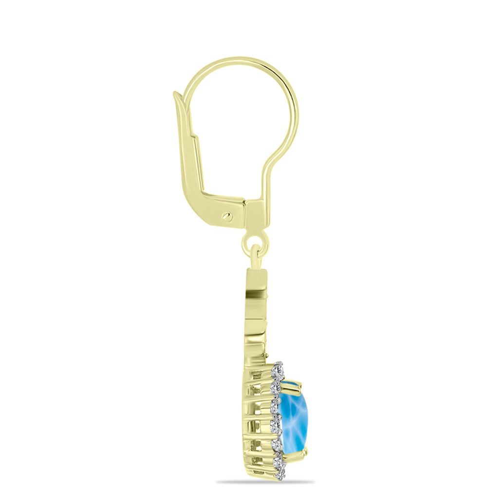 Goldplattierte Silberohrringe mit Larimar und weißem Topas