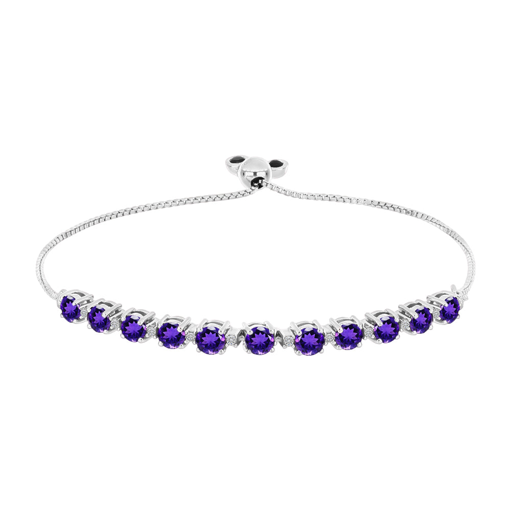 Silberarmband mit marokkanischem Amethyst und weißem Topas 1 