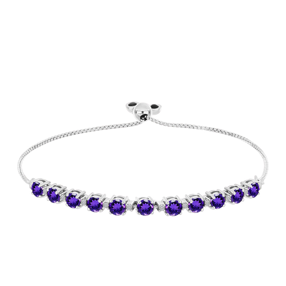 Silberarmband mit marokkanischem Amethyst und weißem Topas 4 