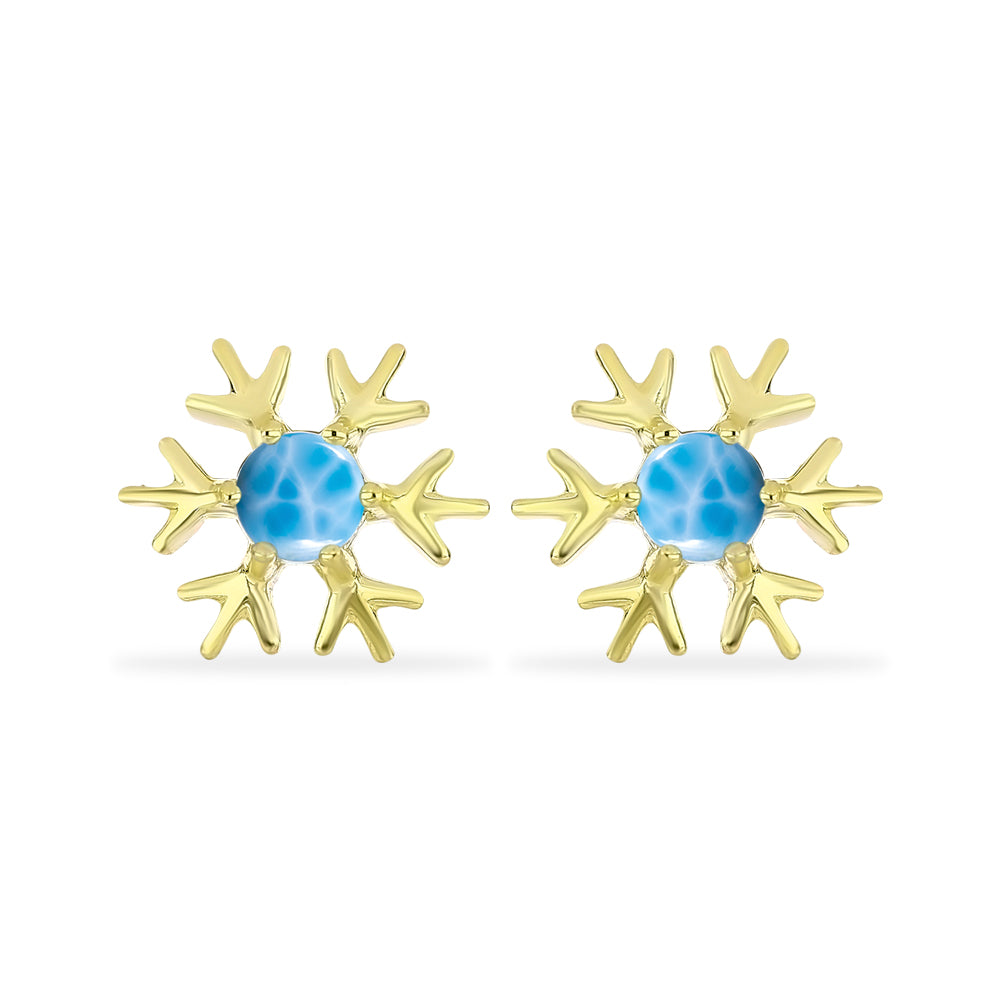 Goldplattierte Silberohrringe mit Larimar 1 