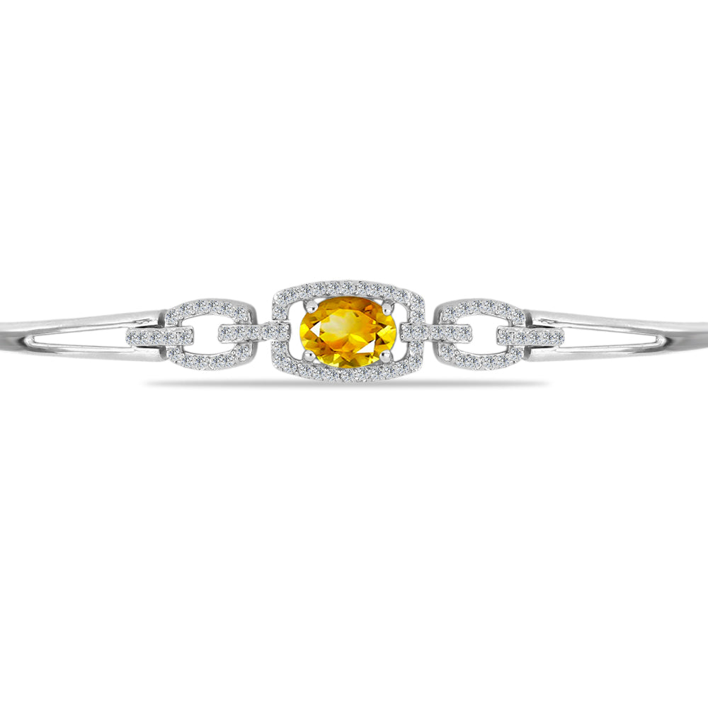 Silberarmband mit goldfarbenem Rio Zitrin und weißem Topas 1 