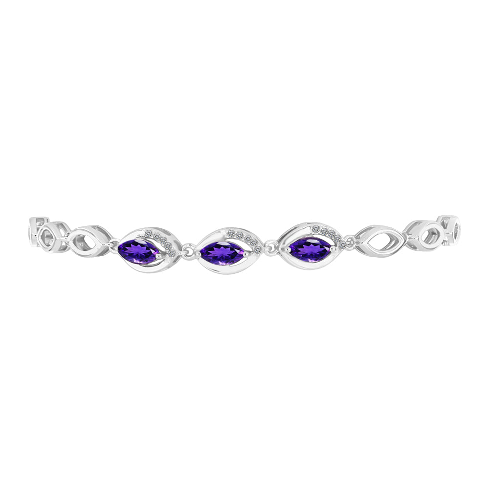 Silberarmband mit marokkanischem Amethyst und weißem Topas 2 
