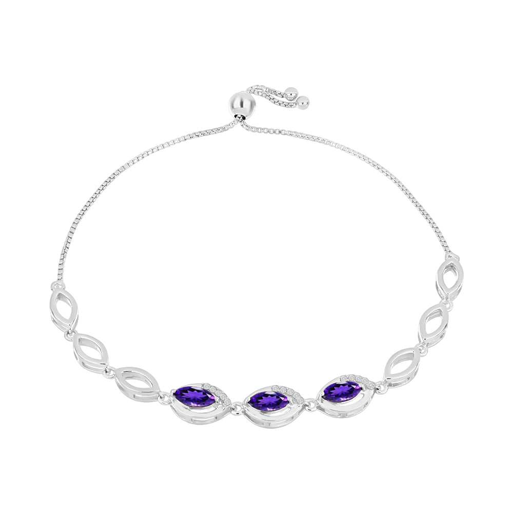Silberarmband mit marokkanischem Amethyst und weißem Topas