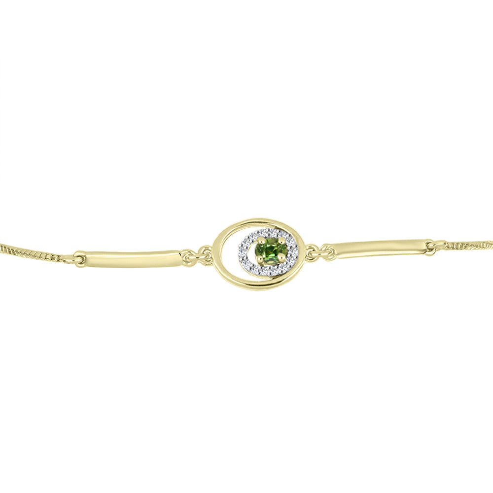 Goldplattiertes Silberarmband mit grünem Saphir und weißem Topas 2 