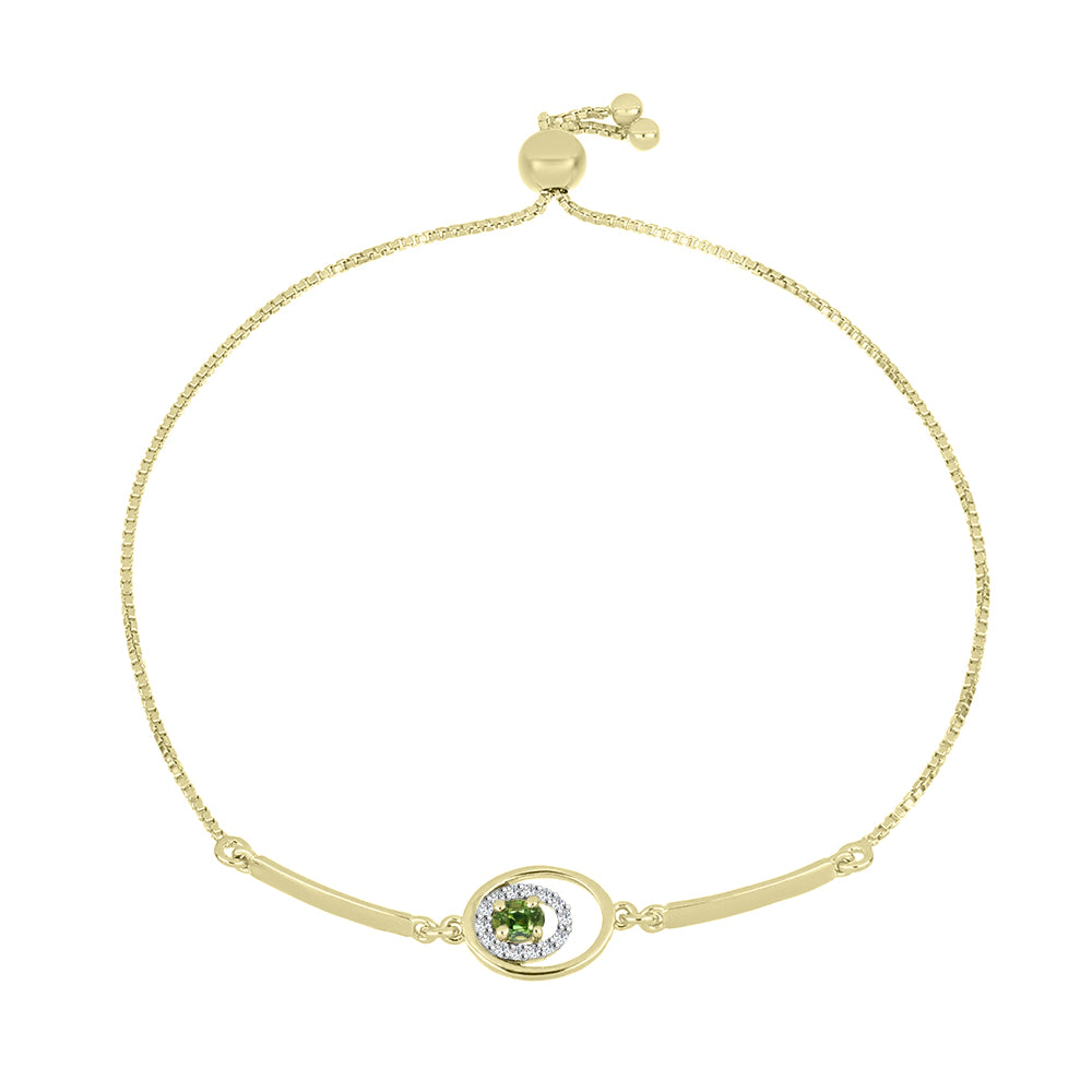 Goldplattiertes Silberarmband mit grünem Saphir und weißem Topas 1 