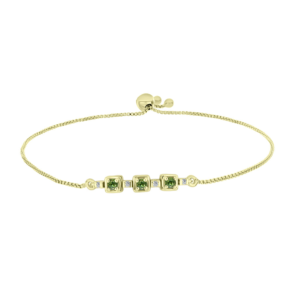 Goldplattiertes Silberarmband mit grünem Saphir und weißem Topas