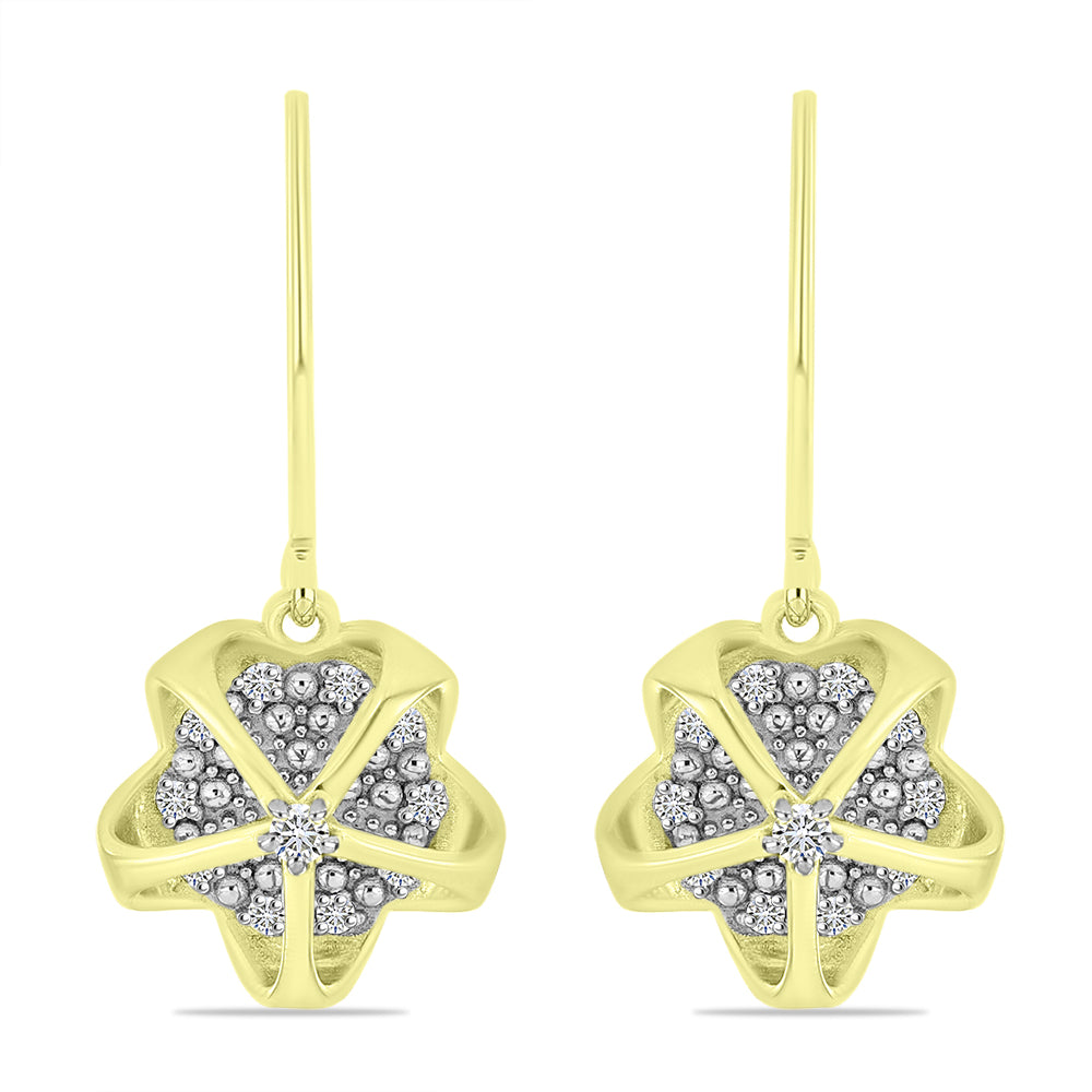 Goldplattierte Silberohrringe mit weißem Diamant 1 
