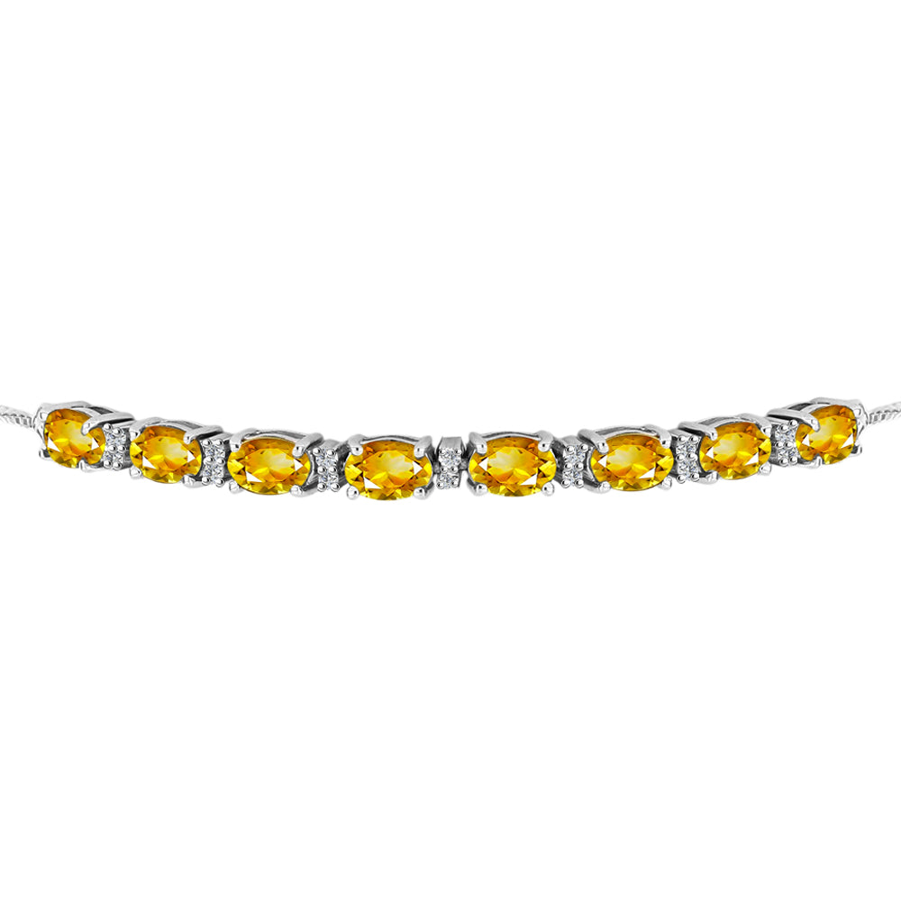 Silberarmband mit goldfarbenem Rio Zitrin und weißem Topas 2 