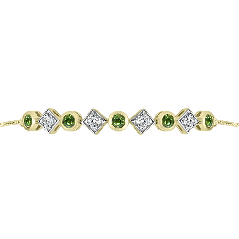 Goldplattiertes Silberarmband mit grünem Saphir und weißem Topas 2 