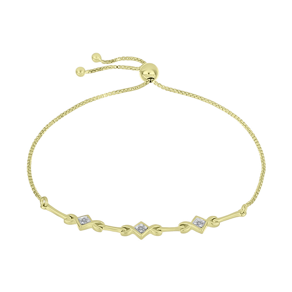 Goldplattiertes Silberarmband mit weißem Diamant