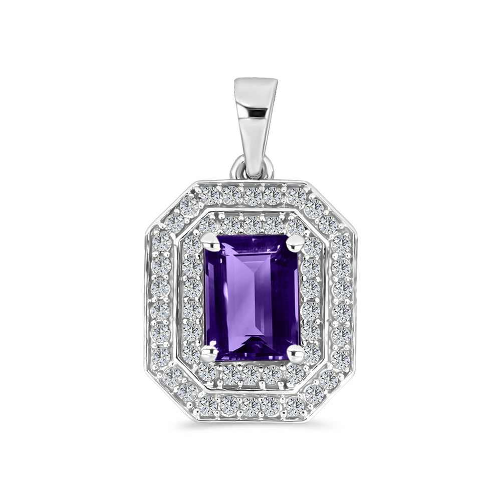 Silberanhänger mit marokkanischem Amethyst und weißem Topas 1 