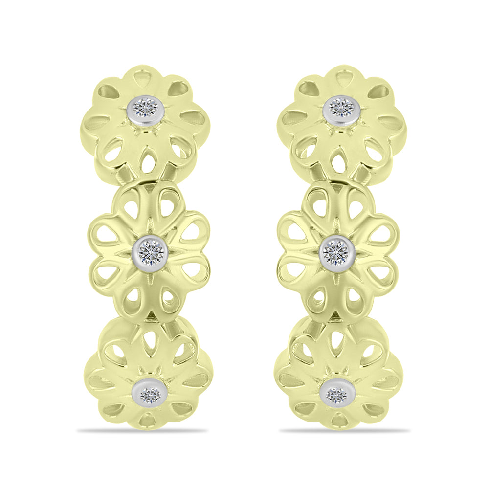 Goldplattierte Silberohrringe mit weißem Diamant