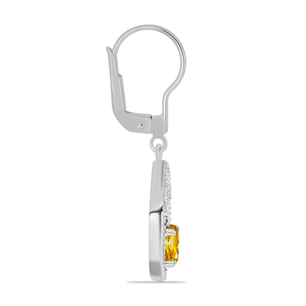 Silberohrringe mit goldfarbenem Rio Zitrin und weißem Topas 2 