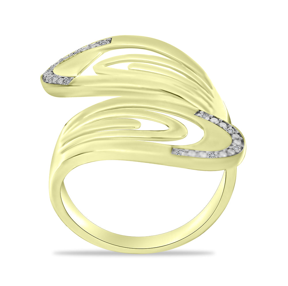 Goldplattierter Silberring mit weißem Diamant