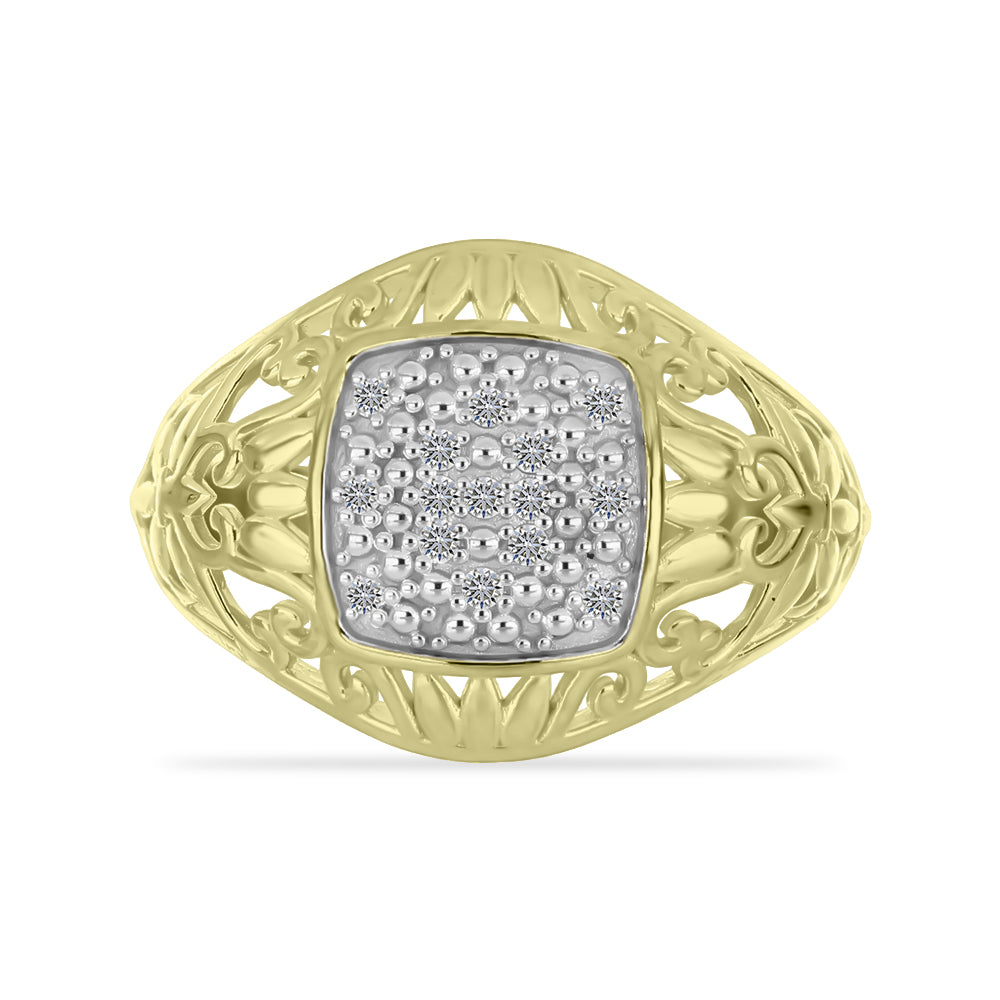 Goldplattierter Silberring mit weißem Diamant 1 