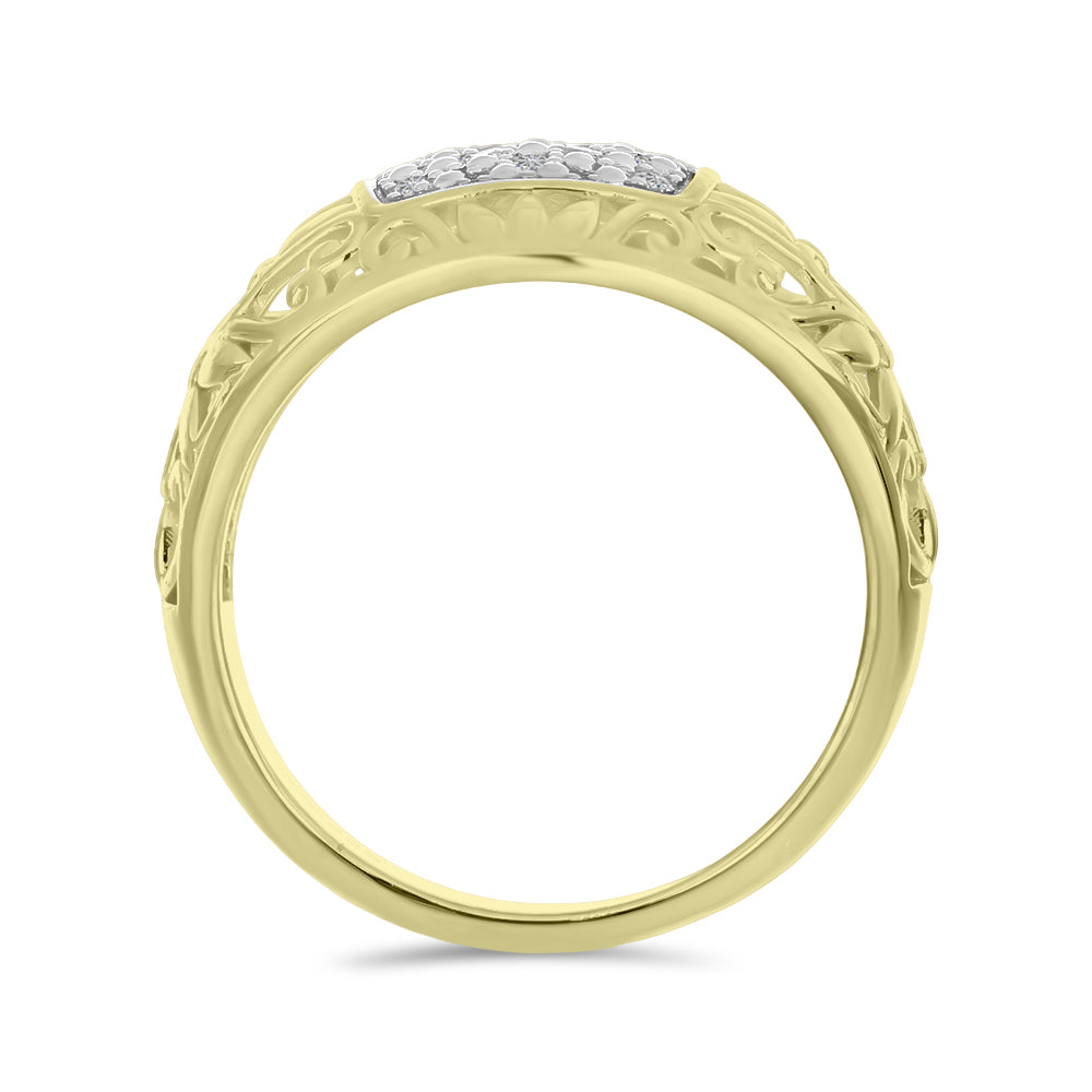 Goldplattierter Silberring mit weißem Diamant 2 