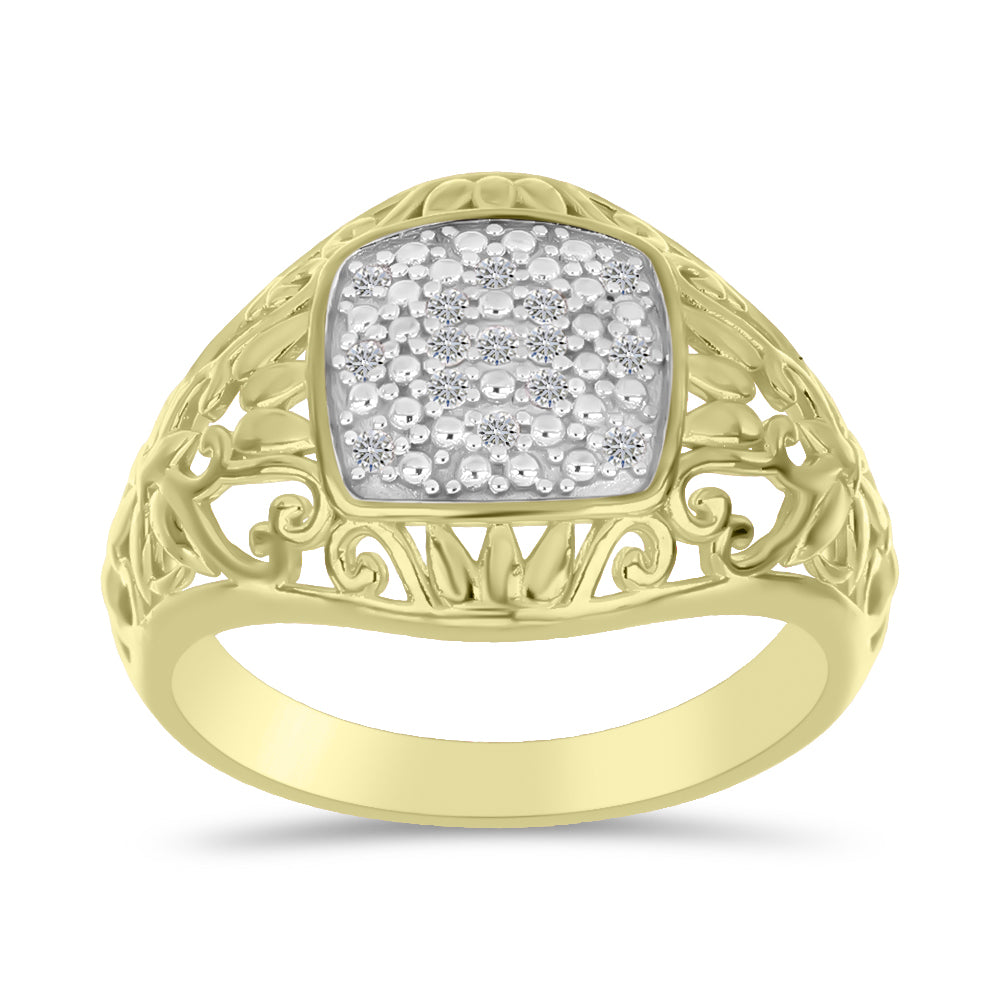 Goldplattierter Silberring mit weißem Diamant 3 