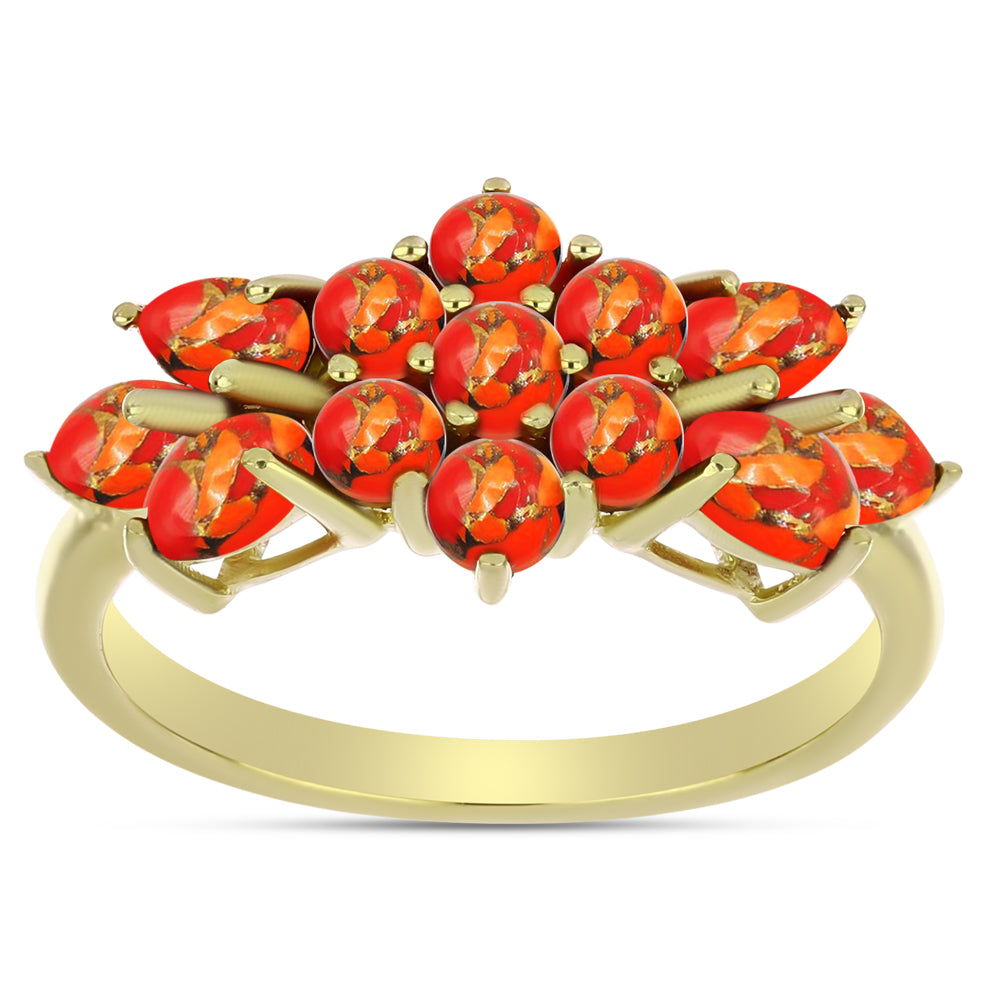 Goldplattierter Silberring mit Mohave-Türkis