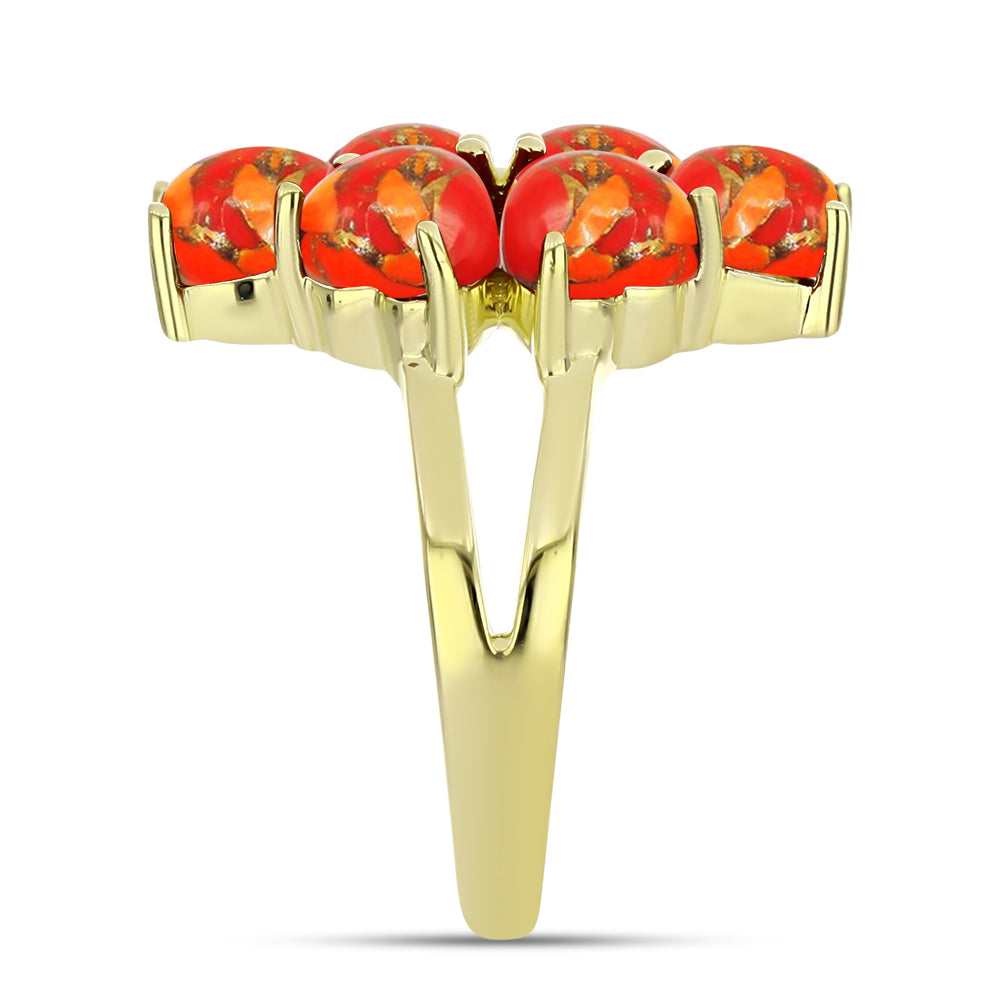 Goldplattierter Silberring mit Mohave-Türkis 4 