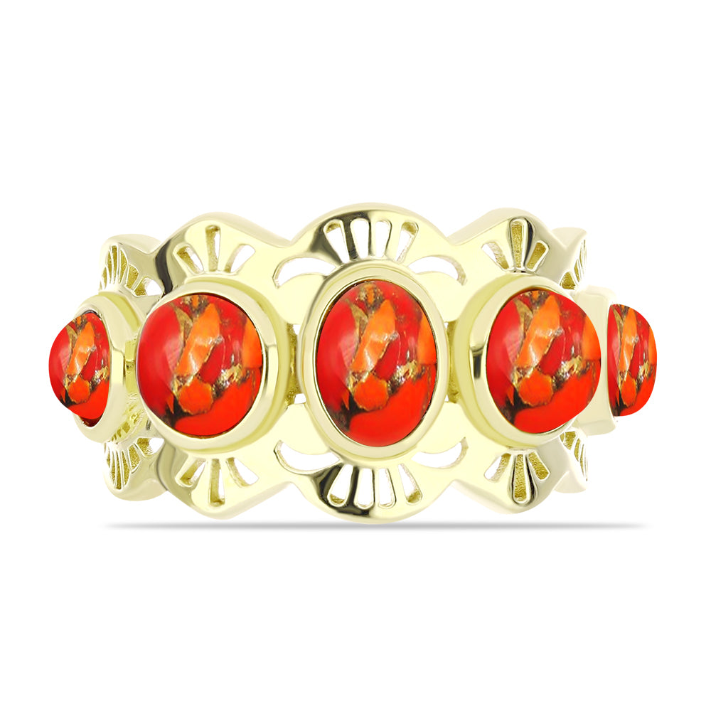 Goldplattierter Silberring mit Mohave-Türkis 1 