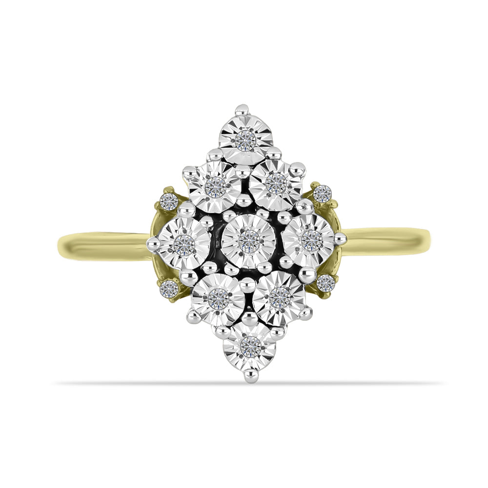 Goldplattierter Silberring mit weißem Diamant und weißem Topas