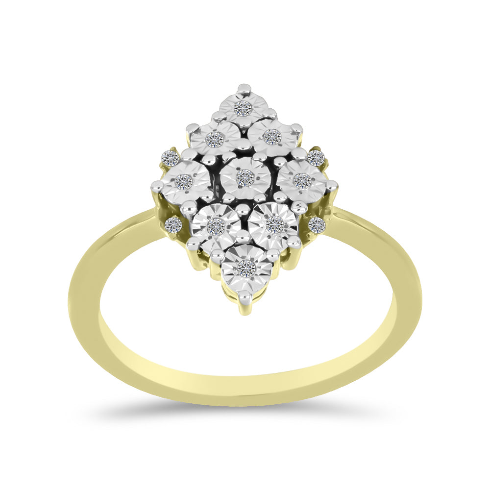 Goldplattierter Silberring mit weißem Diamant und weißem Topas