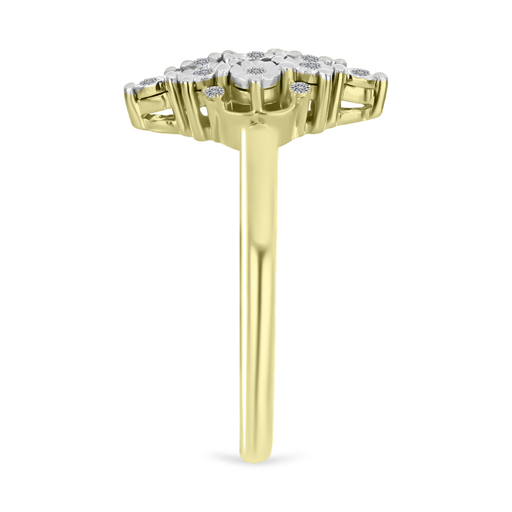 Goldplattierter Silberring mit weißem Diamant und weißem Topas 4 
