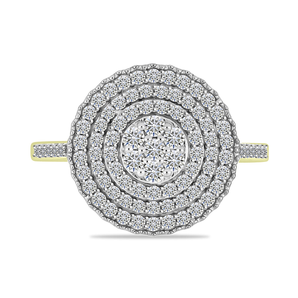 Goldplattierter Silberring mit weißem Diamant und weißem Topas