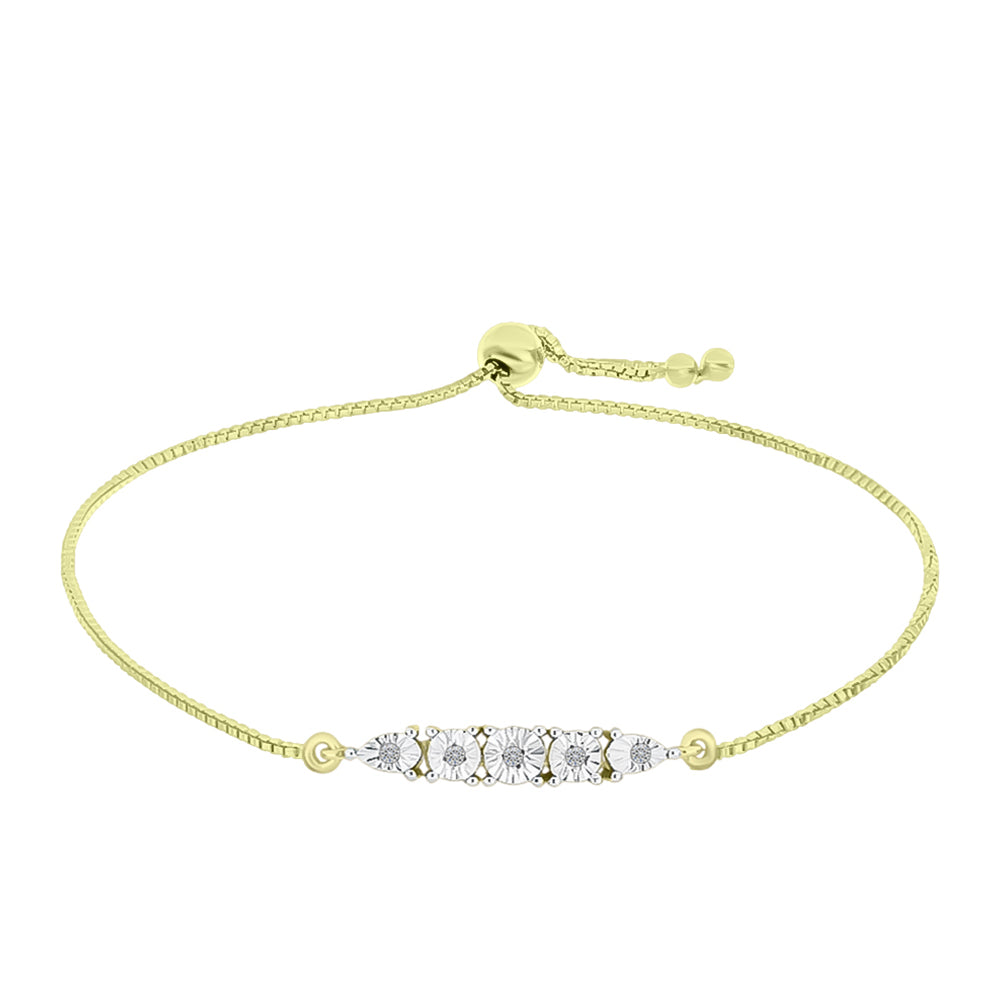 Goldplattiertes Silberarmband mit weißem Diamant