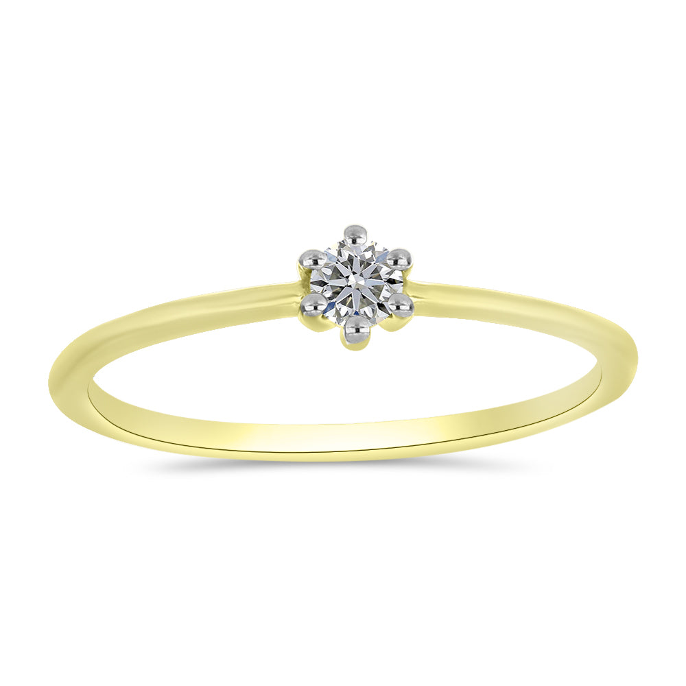 Goldplattierter Silberring mit weißem Diamant 3 