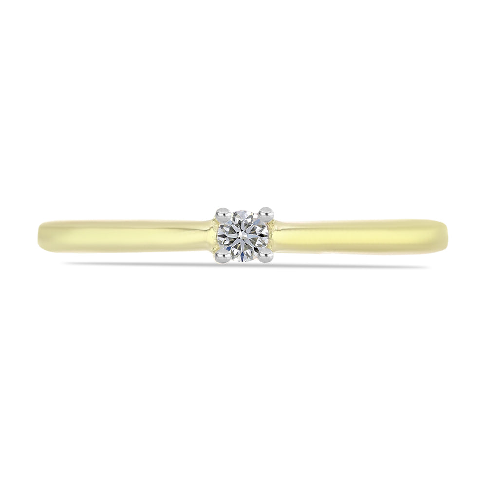 Goldplattierter Silberring mit weißem Diamant