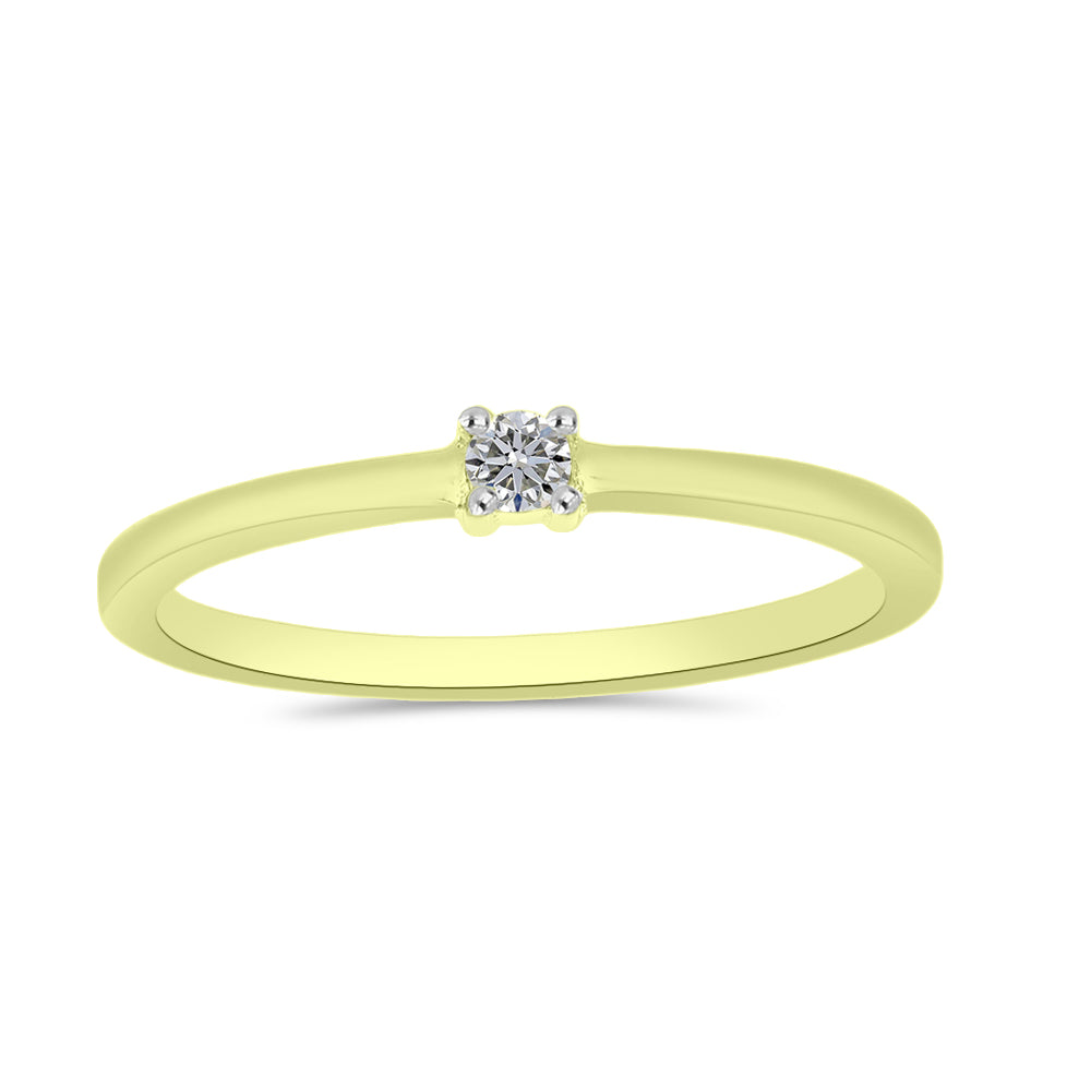 Goldplattierter Silberring mit weißem Diamant