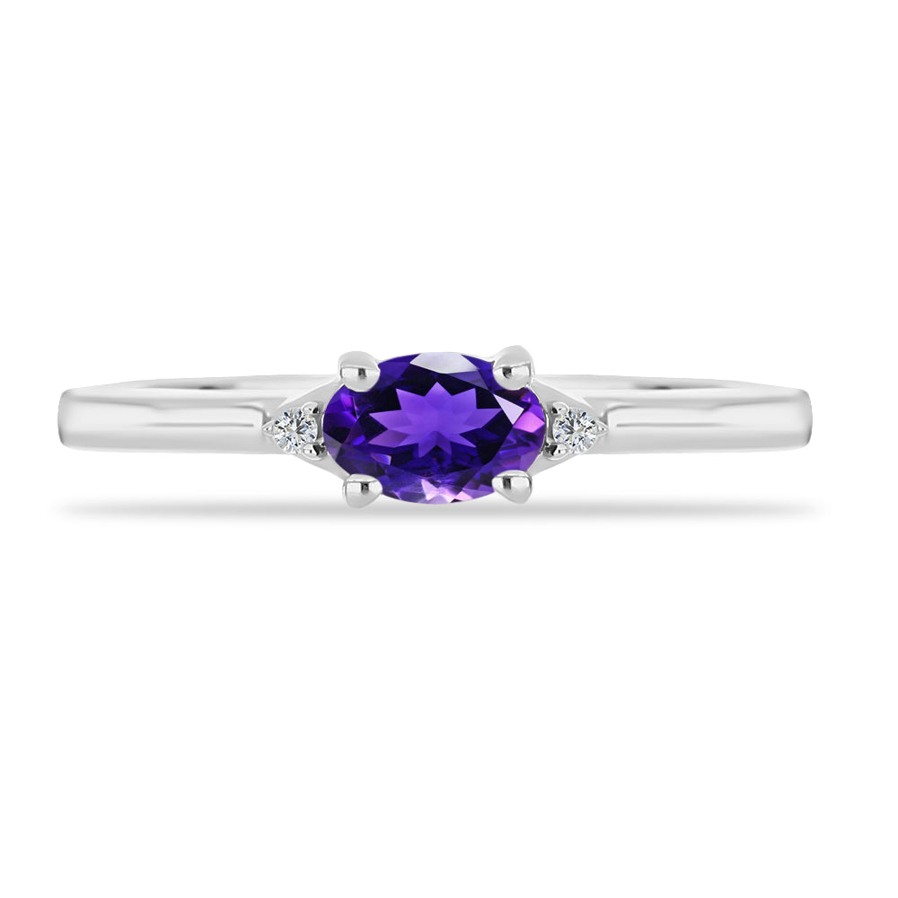 Silberring mit marokkanischem Amethyst und weißem Topas 1 