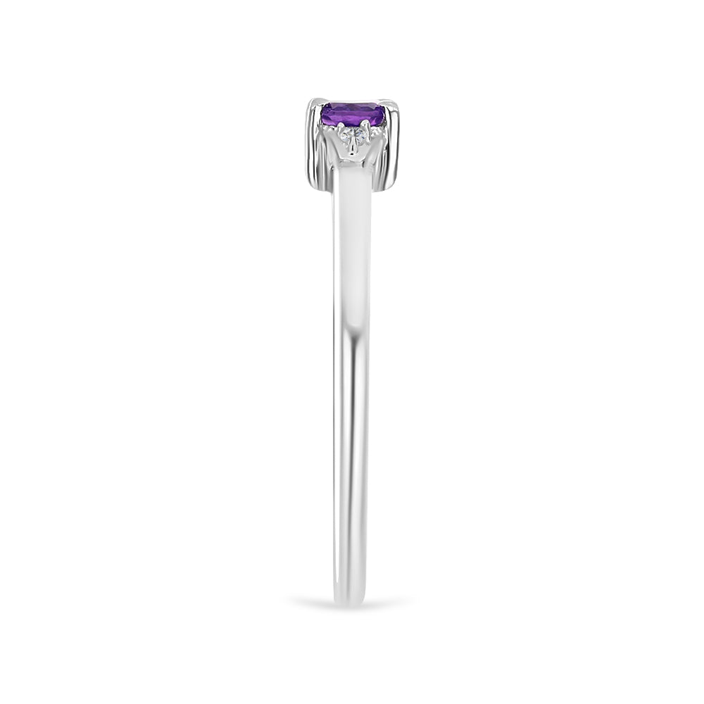 Silberring mit marokkanischem Amethyst und weißem Topas