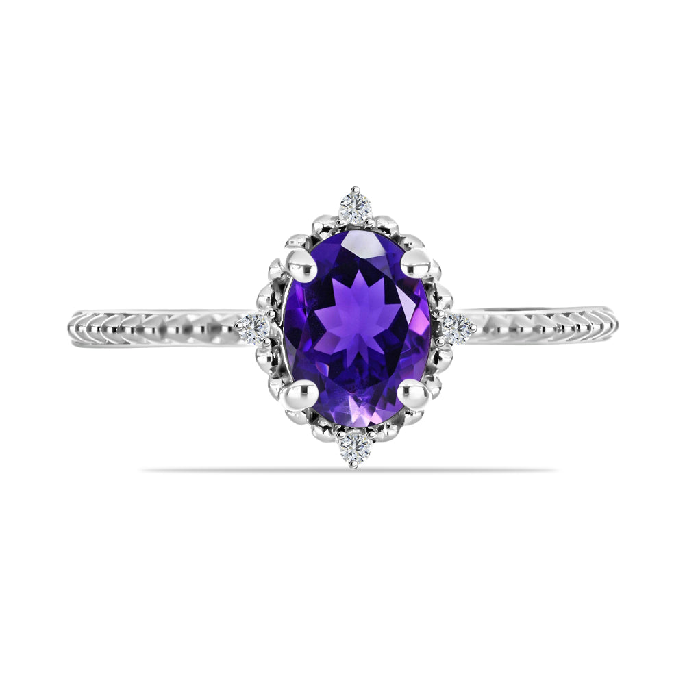 Silberring mit marokkanischem Amethyst und weißem Topas 1 