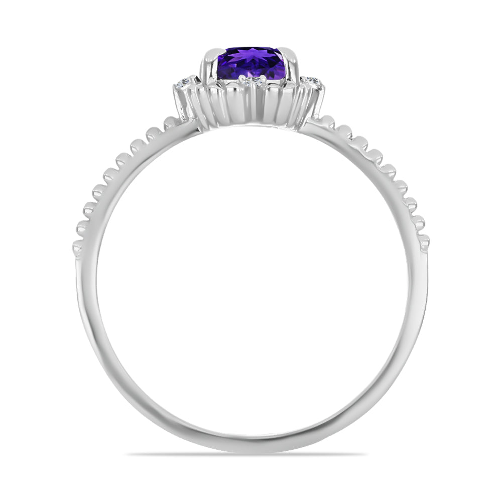 Silberring mit marokkanischem Amethyst und weißem Topas