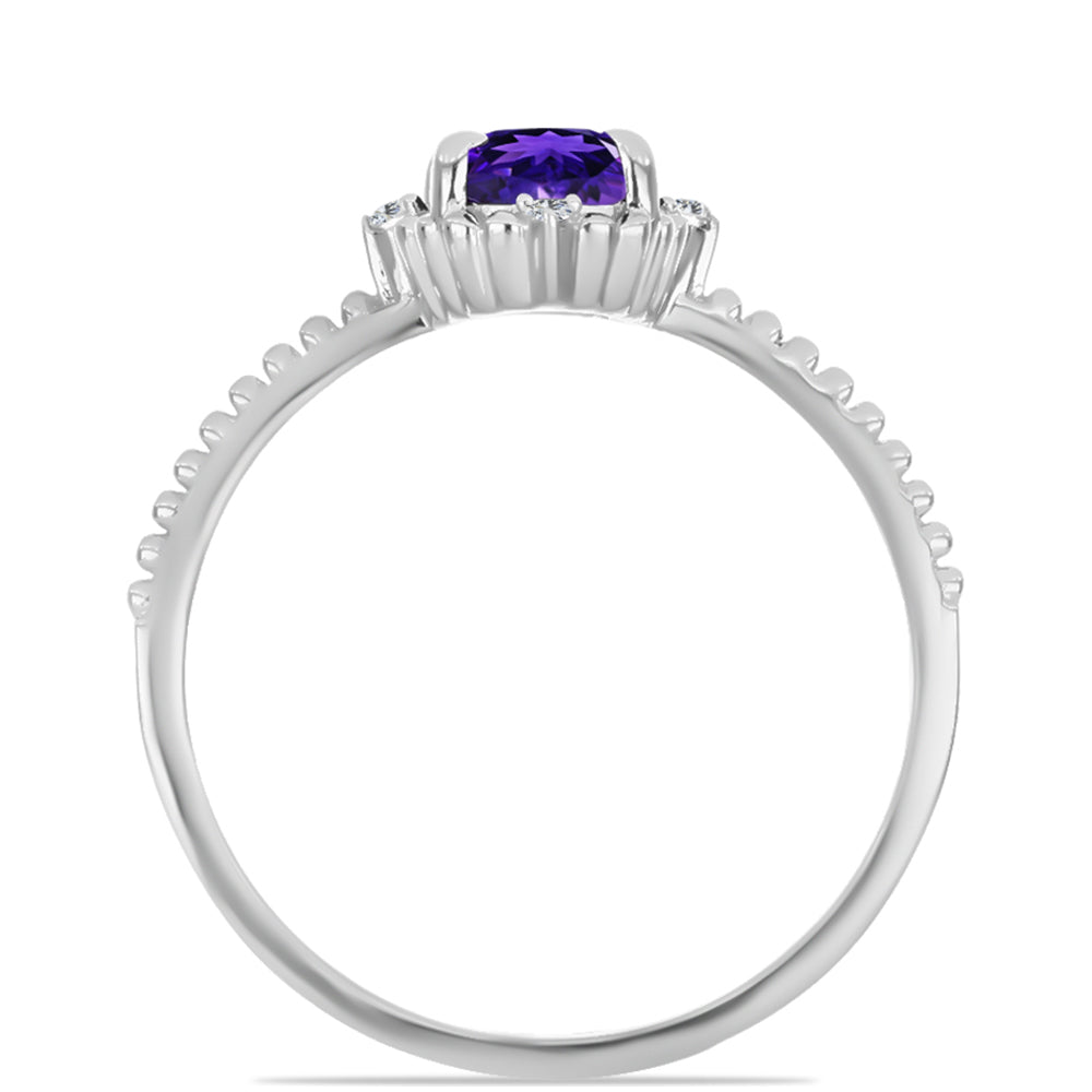 Silberring mit marokkanischem Amethyst und weißem Topas