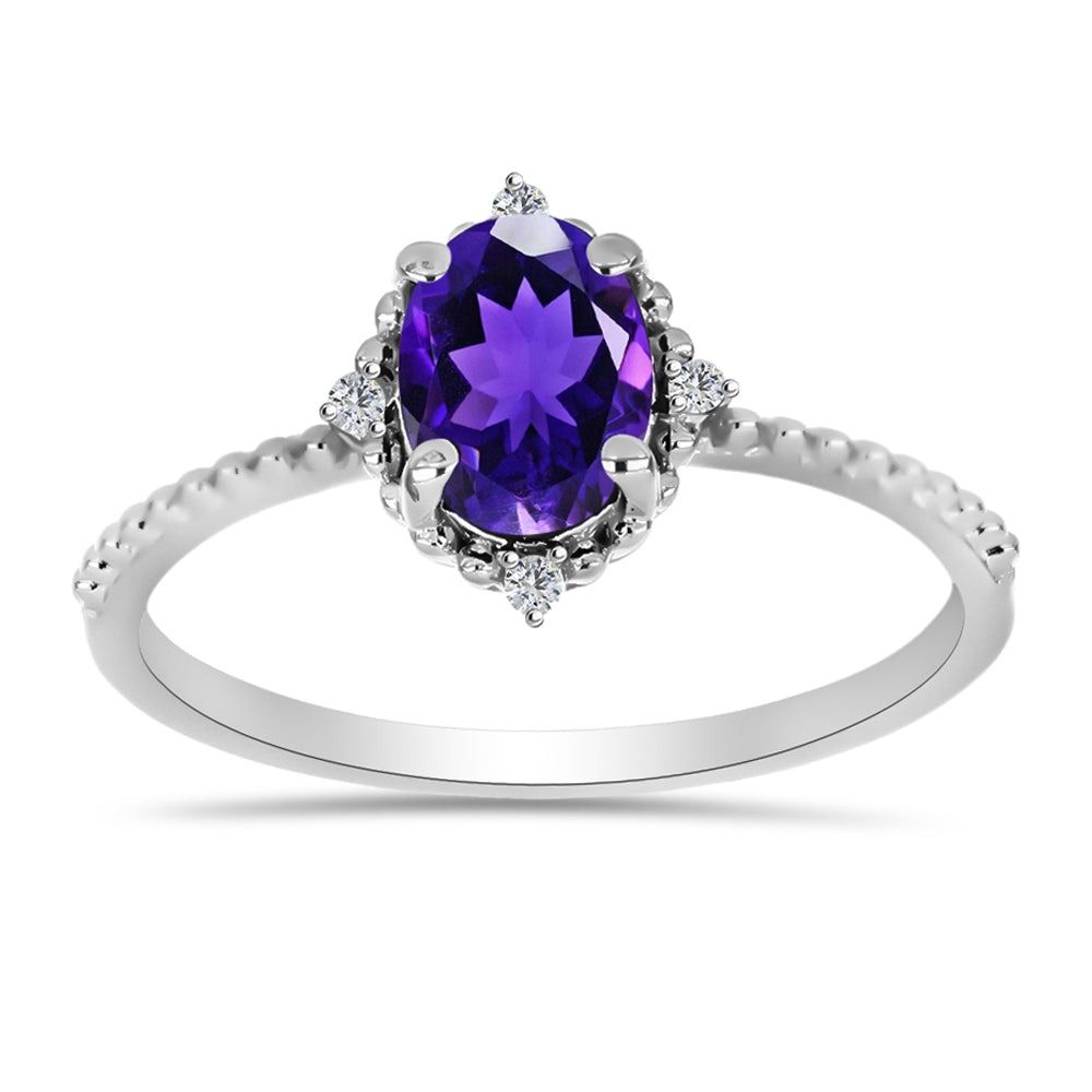 Silberring mit marokkanischem Amethyst und weißem Topas