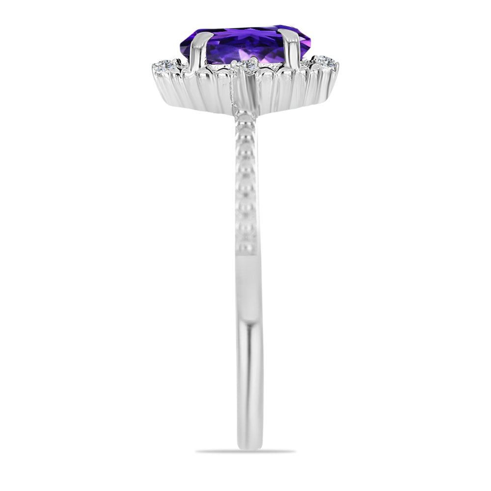 Silberring mit marokkanischem Amethyst und weißem Topas