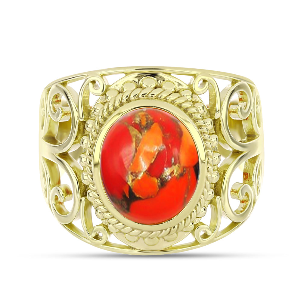 Goldplattierter Silberring mit Mohave-Türkis 1 