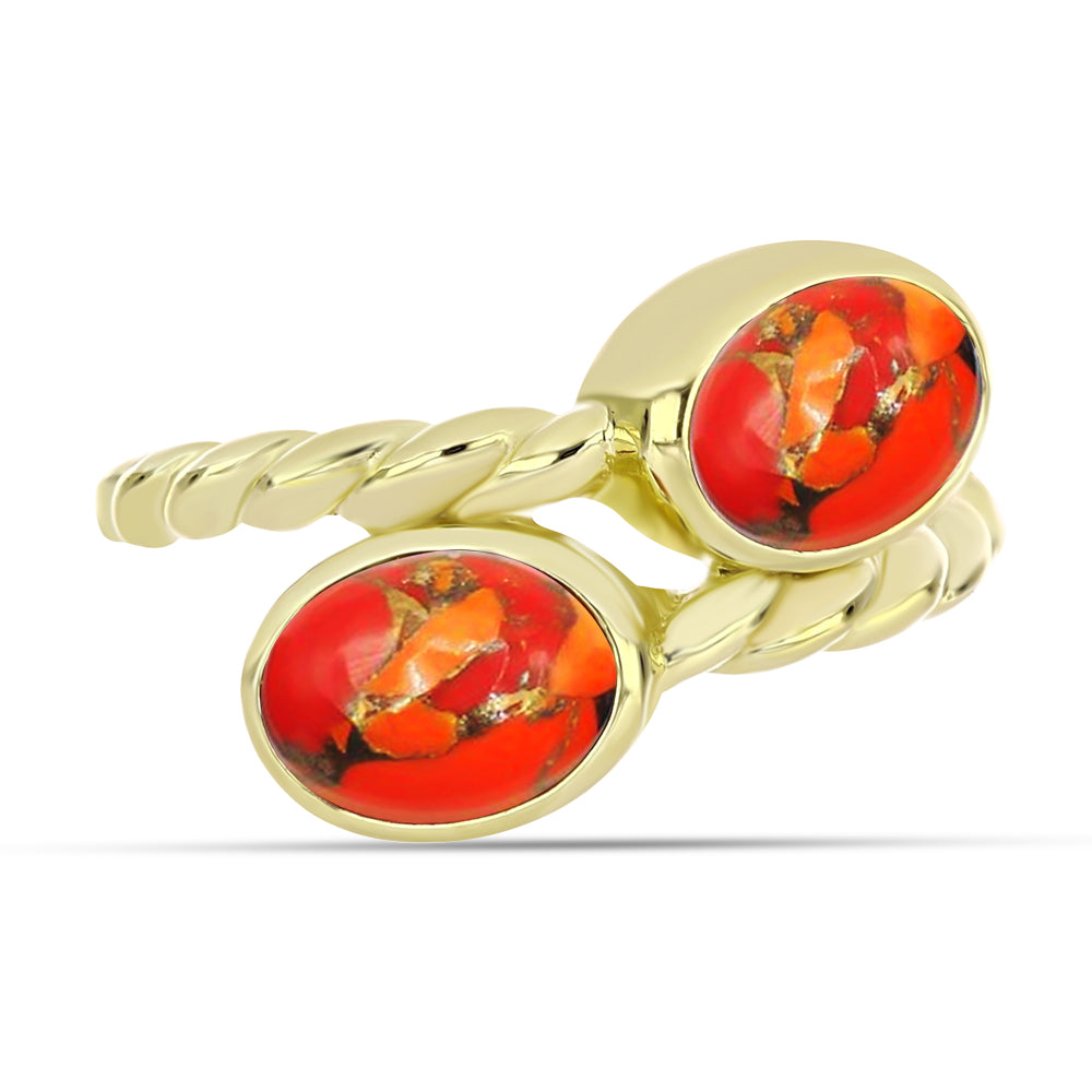 Goldplattierter Silberring mit Mohave-Türkis 1 