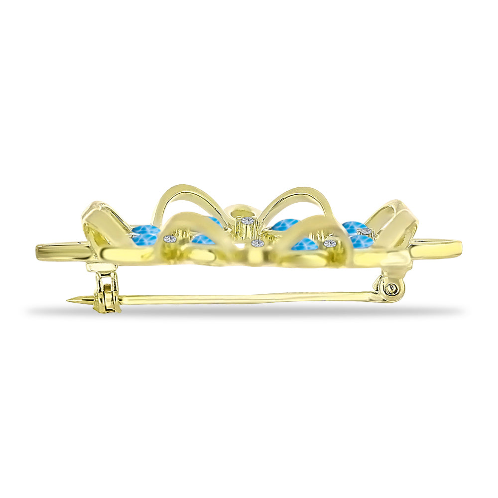 Goldplattierte Silberbrosche mit Larimar und schweizerischem Blautopas 2 